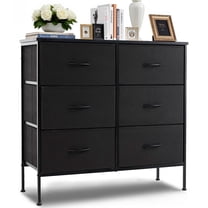 Nextay 6-Drawer Fabric Dresser for Bedroom, Storage Dresser Closet with Steel Frame & Wooden Top for Living Room, Dressing Room, Entryway, Black
