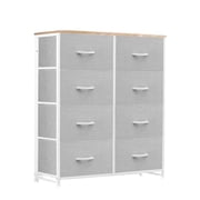 Nextay 8-Drawer Fabric Dresser for Bedroom, Storage Dresser Closet with Steel Frame & Wooden Top for Living Room, Dressing Room, Entryway, Light Gray