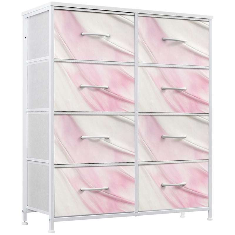 Pink Drawer Stuff Nextay 8-Drawer Dresser, Wide Fabric Chest of Drawers, Nightstand ...