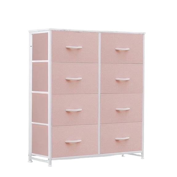 Nextay 8-Drawer Fabric Dresser for Bedroom, Storage Dresser Closet with Steel Frame & Wooden Top for Living Room, Dressing Room, Entryway, Pink