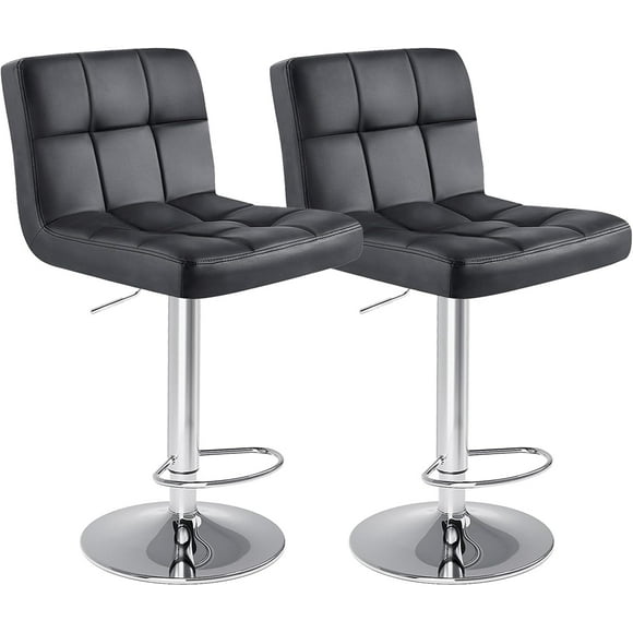 Nextay Bar Stools Set of 2, Adjustable Swivel PU Leather Barstools with Backrest, Armless Kitchen Counter Height Chairs with Footrest, Modern Island Stools for Dining Room or Home Bar