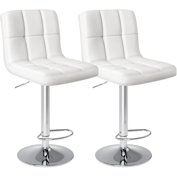 Nextay Bar Stools Set of 2, Adjustable Swivel PU Leather Barstools with Backrest, Armless Kitchen Counter Height Chairs with Footrest, Modern Island Stools for Dining Room or Home Bar