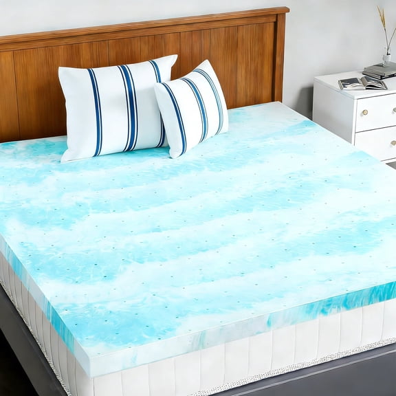 Nextay Memory Foam Mattress Topper, 2 Inch California King Size Cooling Breathable Mattress Pad for Comfort & Back Pain Relief, Blue