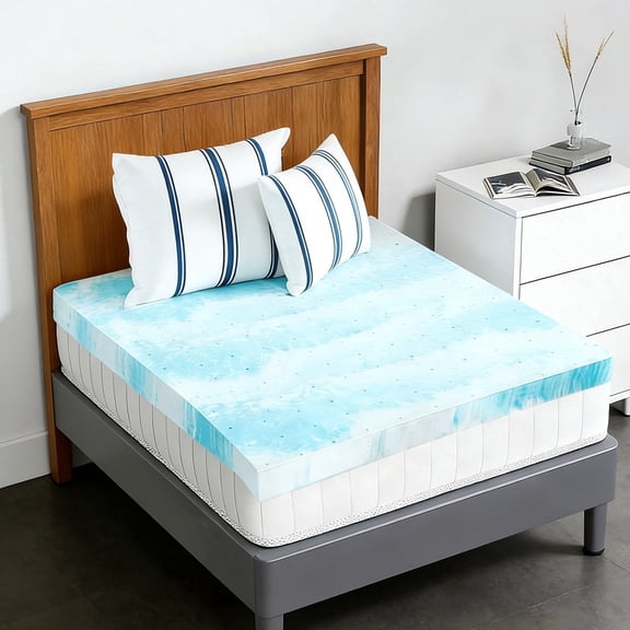 Nextay Memory Foam Mattress Topper, 4 Inch Twin Size Cooling Breathable Mattress Pad for Comfort & Back Pain Relief, Blue