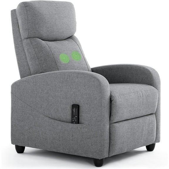 Nextay Recliner Chair with Massage & Lumbar Support, Adjustable Fabric Home Theater Seating for Adults, Modern Small Reclining Chair for Living Room