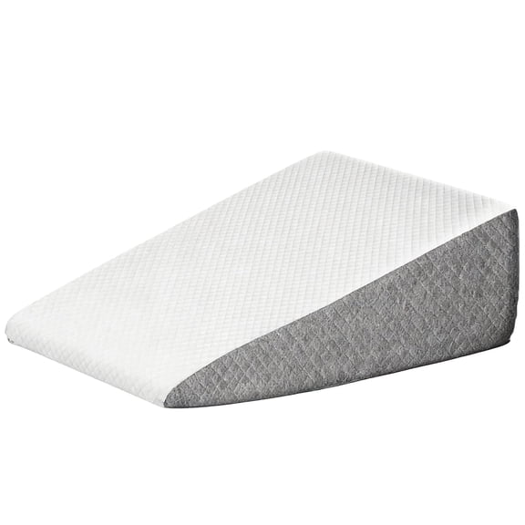 Nextay Wedge Pillow, 7.5 Inch Soft Breathable Foam Pillow for Relieving Neck & Back Pain, Improving Circulation and Relieving Acid Reflux, White & Grey