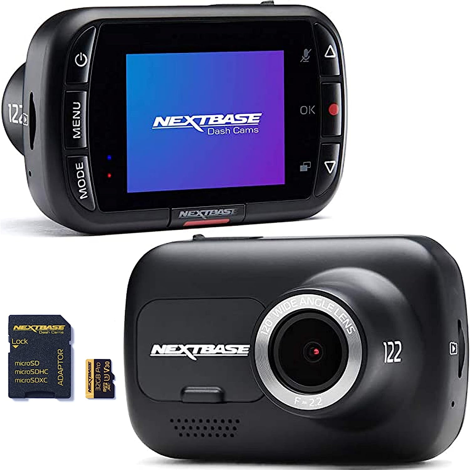 Nextbase 122 Dash Cam and 32GB Micro SD Memory Card Bundle 720p in