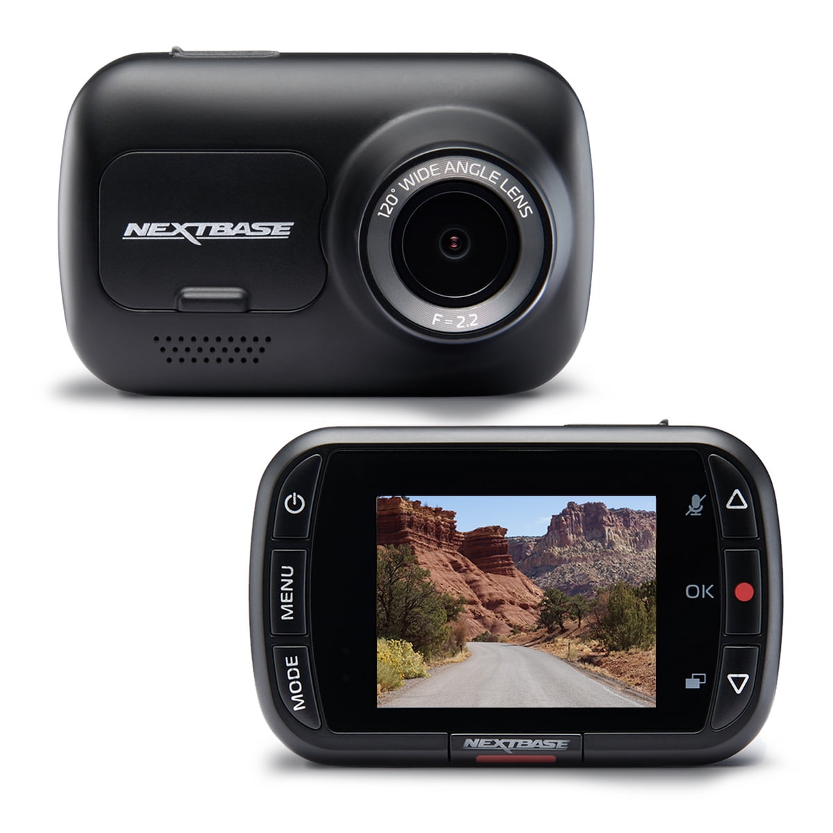 Nextbase DVR122 Compact Dash Cam in Black 122-720p HD 30 FPS HD IPS Screen, 5 Layer Lens, Intelligent Parking Mode, Loop Recording, Click and Go PRO, Night Vision, 0.90 lbs assembled.
