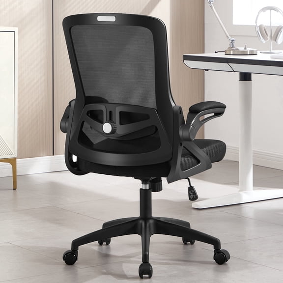Nexthro Ergonomic Office Chair, Desk Chair with Adjustable Lumbar Support, Breathable Mesh Comfy Computer Chairs with Flip-up Armrests Executive Task Chair for Adults Home Office(Black)