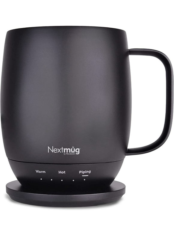 Nextmug by Nextboom - Temperature-Controlled, Self-Heating Coffee Mug (Black - 14 oz.)