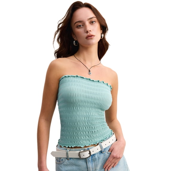 Nextrys Tube Tops for Women Strapless Bandeau Summer Going Out Top