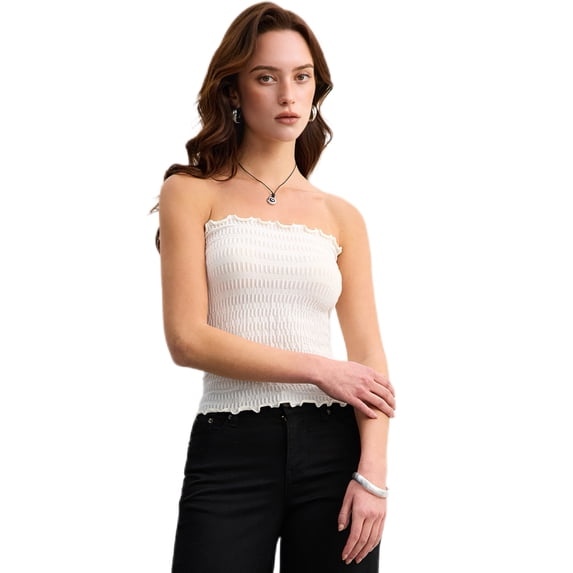 Nextrys Tube Tops for Women Strapless Bandeau Summer Going Out Top