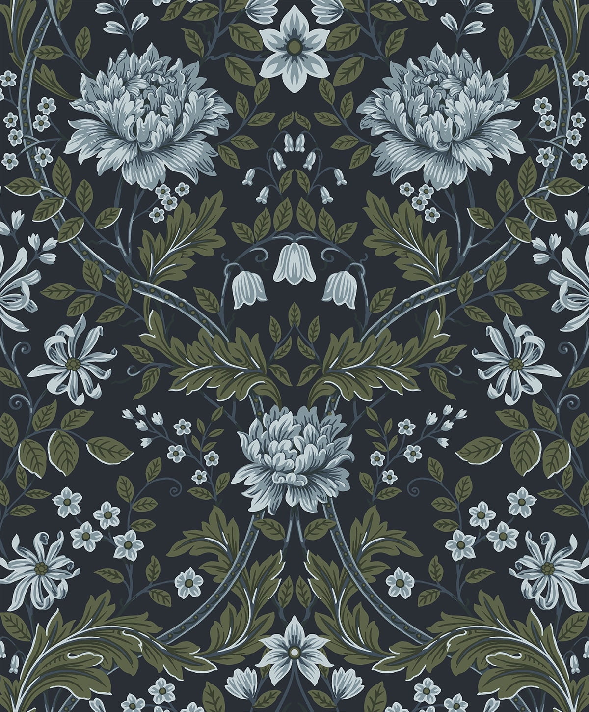 Nextwall Blue & Sage Honeysuckle Trail Peel And Stick Wallpaper - 20.9 in. W x 18 ft. L Roll