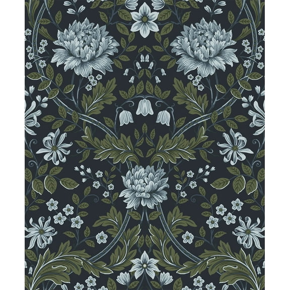 Nextwall Blue & Sage Honeysuckle Trail Peel And Stick Wallpaper - 20.9 in. W x 18 ft. L Roll