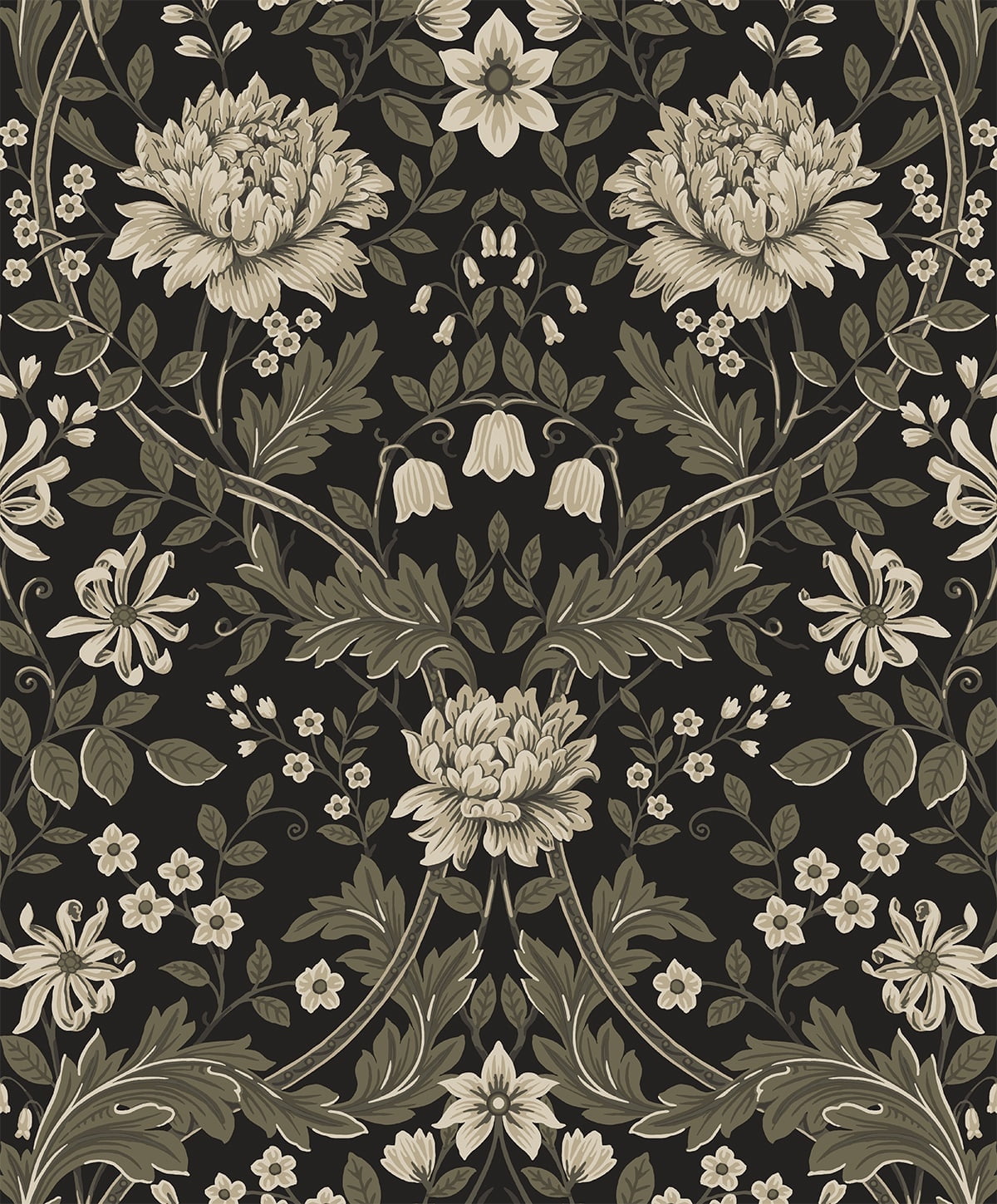 Nextwall Ebony & Pavestone Honeysuckle Trail Peel And Stick Wallpaper - 20.9 in. W x 18 ft. L Roll