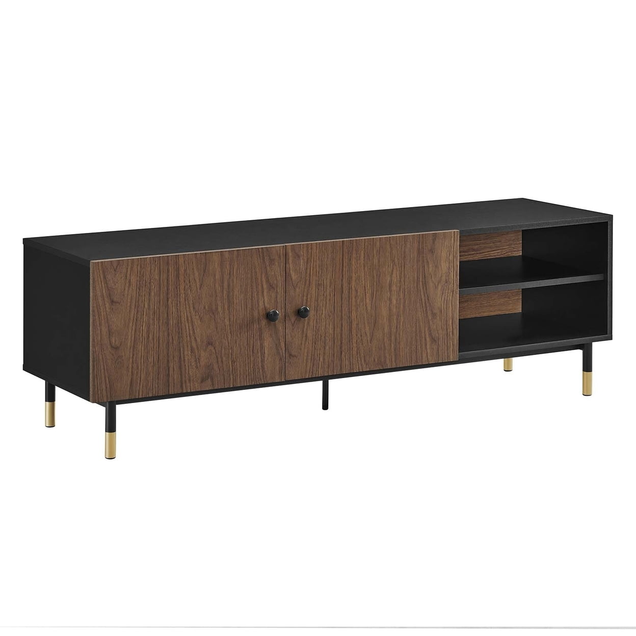 Nexus Black and Walnut 60" TV Stand with Cabinet