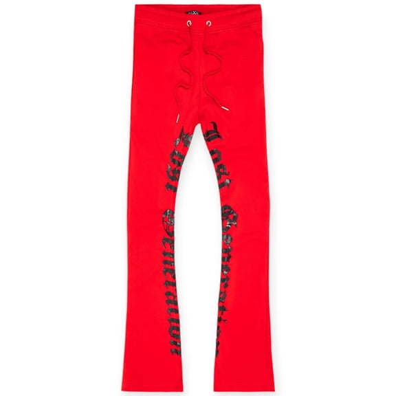 Nexus Clothing Men Lost Generation Stacked Sweatpants (Red Black)