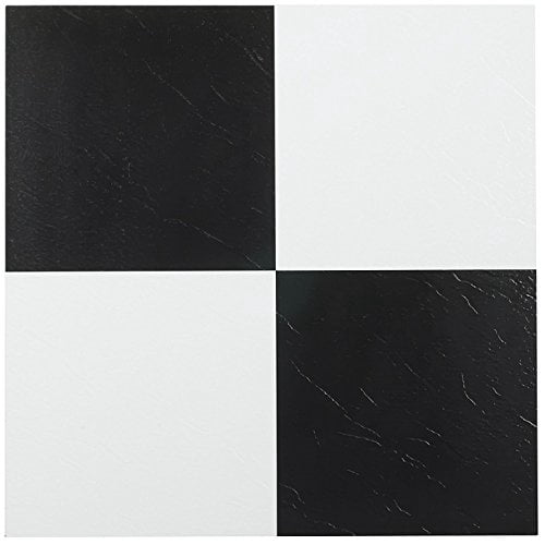 Nexus Self Adhesive 12-inch Vinyl Floor Tiles  20 - 12" X Black/white Pattern Peel & Stick Diy Flooring For Kitchen Dining Room Bedrooms Bathrooms By Home Decor