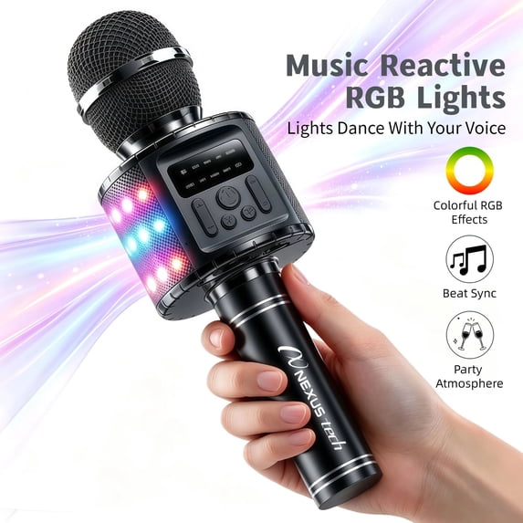 Nexus Tech Q9 Max RGB Wireless Karaoke Microphone with 5W Speaker ...