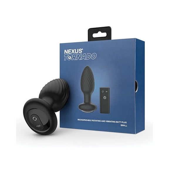 Nexus Tornado Rechargeable Remote-Controlled Rotating & Vibrating Textured Silicone Anal Plug Black