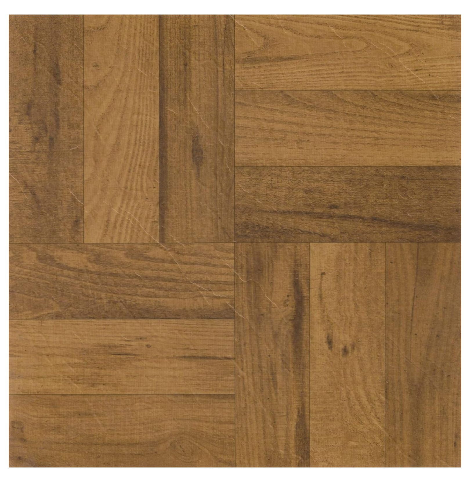 Medium Oak Parquet Self-Adhesive Vinyl Floor Tiles, 12'' x 12''