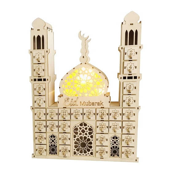 Nexvoroi Eid Decorations Wooden Led Eid Holiday Decor for Home Decor