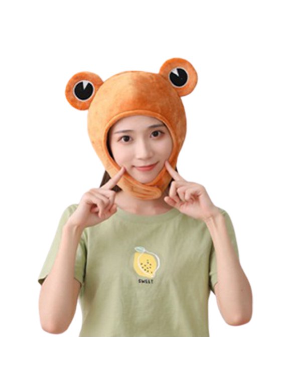Frog Hat Plush Cartoon Headgear with Big Ears forHa110weenand Holiday Parties