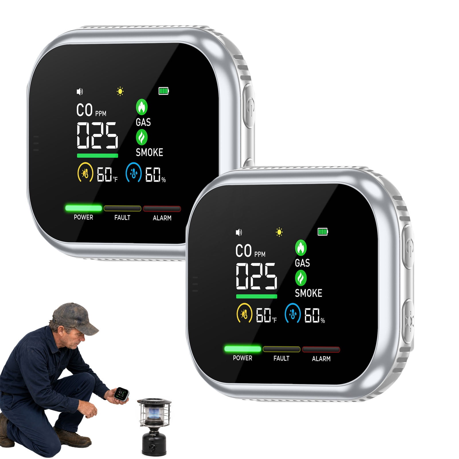 Nexvue 6-in-1 RV CO Detector, Multi-Metric Monitor with High-Contrast ...