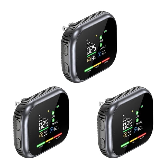 Nexvue 6 in 1 RV CO Detector, Plug-In Gas Monitoring with Battery Backup, LCD Display Real-Time Digital Display, for Home, Apartment, RV