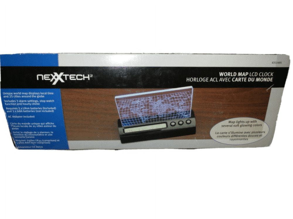 NexxTech World Illuminious Map Desktop LCD Clock
