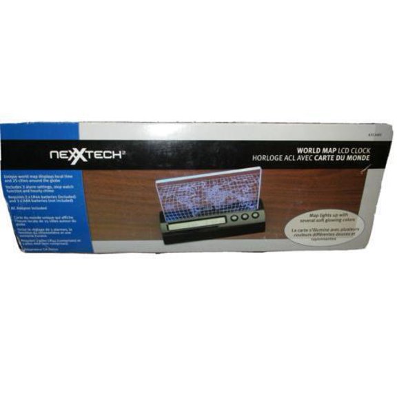 NexxTech World Illuminious Map Desktop LCD Clock