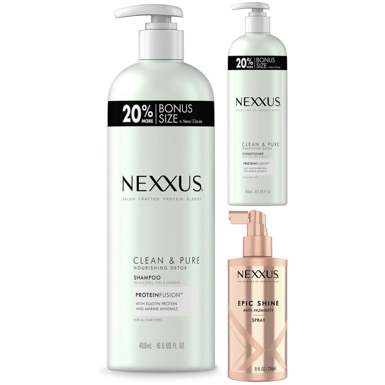 Nexxus Clean and Pure Daily Shampoo, Conditioner, & Heat