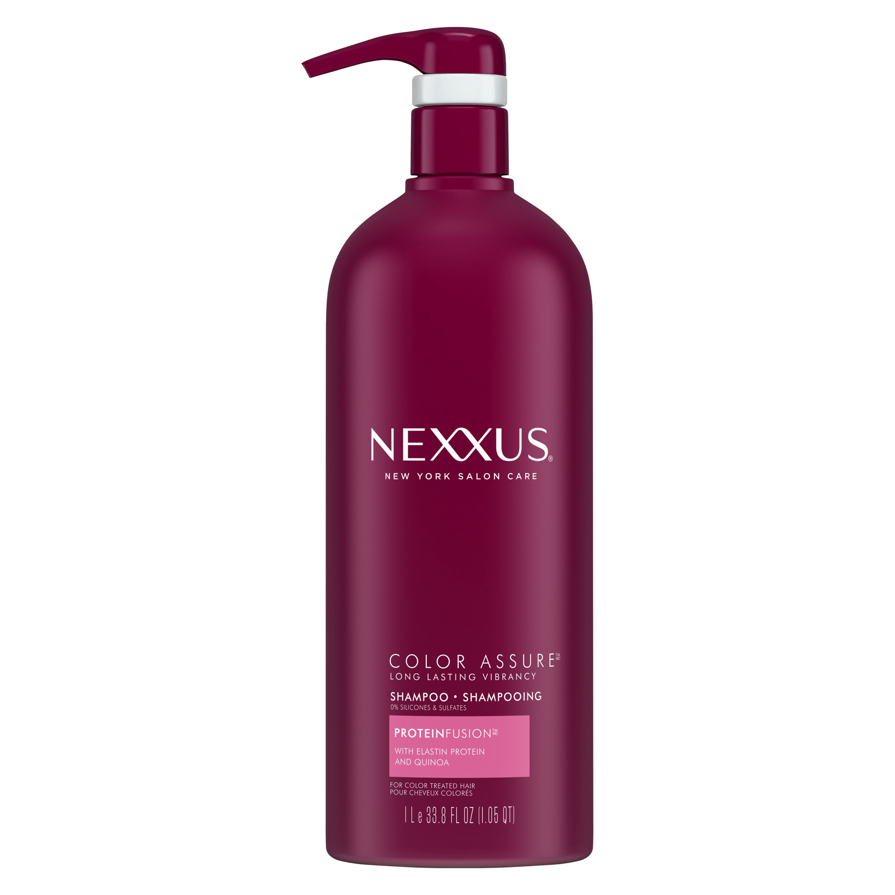 Nexxus Color Assure Sulfate-Free Shampoo For Color-Treated Hair with ProteinFusion for Enhanced Color Vibrancy, Silicone Free Shampoo with Pump, 33.8 fl oz