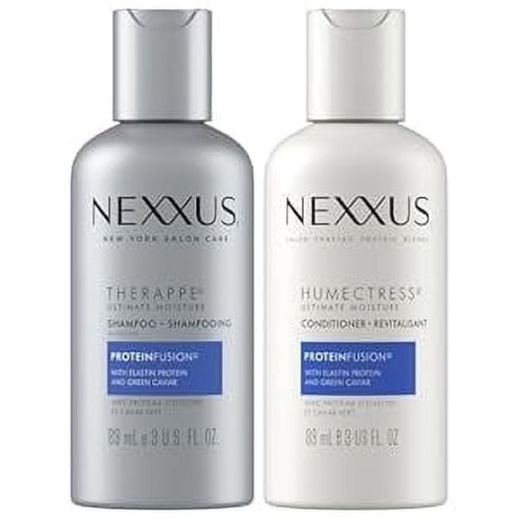 Nexxus Therappe Shampoo and Humectress Conditioner, Travel-Size Ultimate Moisture for Dry Hair with Elastin Protein and Green Caviar, 3 Oz Ea