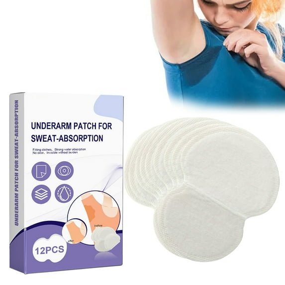 12 Pcs/Box Underarm Sweat Pads Single Use Armpit Sweat Pads Breathable Invisible Sweat Pad Protection Against Sweat Stains