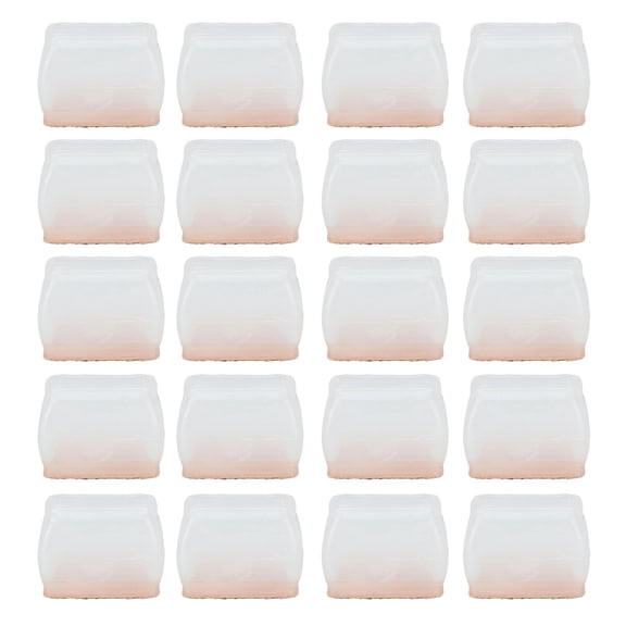 Neyseki 20Pcs Chair Leg Protector for Hardwood Floor Rubber Felt Furniture Pad Cover Non Scratches Noise Transparent Rectangle