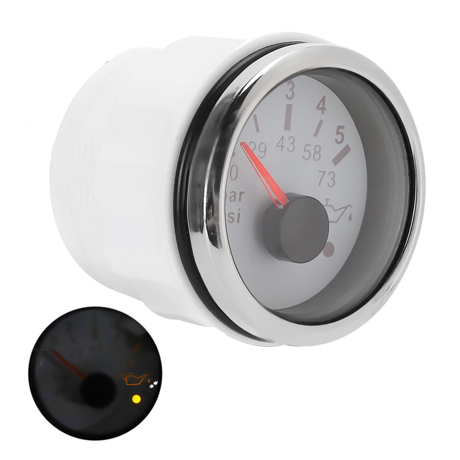 Öldruckanzeige 52mm - 0-5BAR Messgerät Mit Alarm Für Auto & Boot
