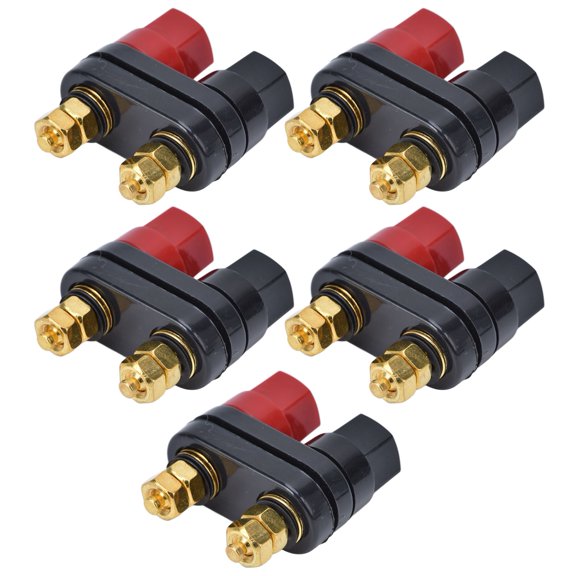 Neyseki 5Pcs Couple Binding Posts Copper Gold Plated Junction Post Block Terminal Long Mechanical Life