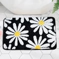 thumbnail image 1 of 23.6x15.7in Bathroom Rug Cute Daisy Bath Mat White and Yellow Flower Decor Rugs Non Slip Floor Carpet Microfiber Bathmat Super Absorbent Machine Washable Bathtub Mats for Shower-Black, 1 of 8