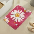 thumbnail image 1 of 23.6x15.7in Bathroom Rug Cute Daisy Bath Mat White and Yellow Flower Decor Rugs Non Slip Floor Carpet Microfiber Bathmat Super Absorbent Machine Washable Bathtub Mats for Shower-Pink, 1 of 7