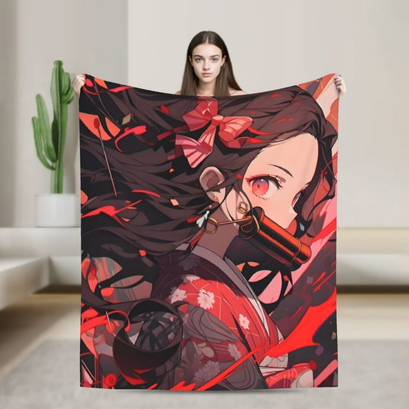 Nezuko Flannel Fleece Cute Anime Bed Blanket Sofa Office Travel Lightweight Conditioning All Season Blanket 30x40 Nezuko-5
