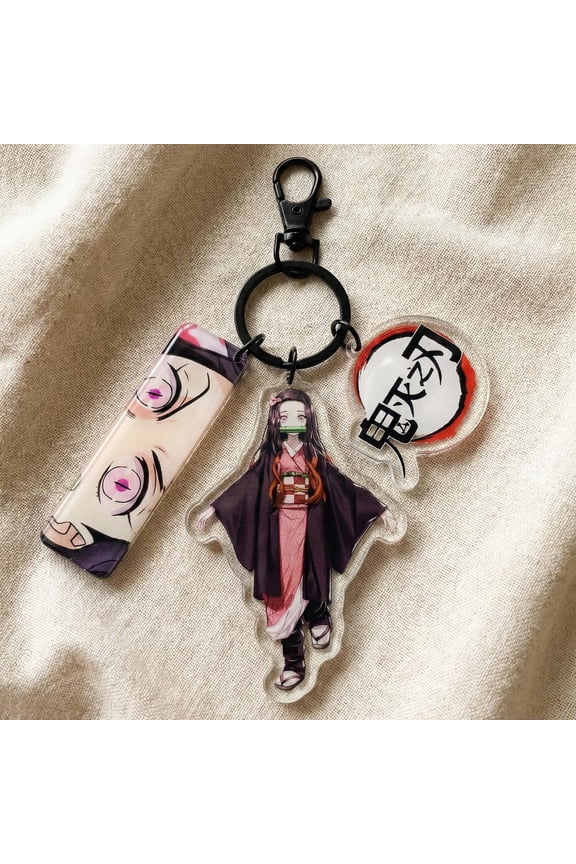 Nezuko Kamado Acrylic Keychain Bundle, Double Sided Anime Charm, Manga Bag Accessory (1 keychain)