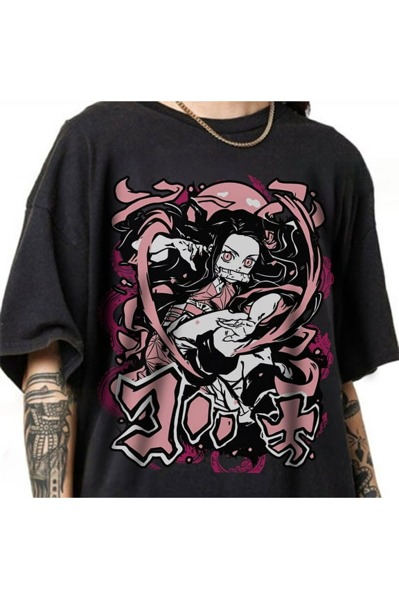 Nezuko Kamado T-shirt, Kimetsu no Yaiba, Demon Slayer Manga Anime Shirt,Light Pink color,size 3XL