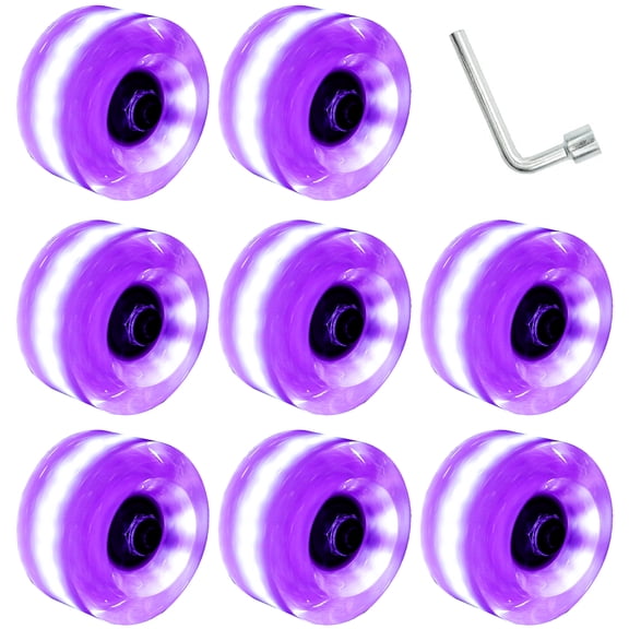 Nezylaf 8 Pack 78A Light up Roller Skate Wheels 32 x 58mm, Luminous Skate Wheels with Bearings Installed for Indoor or Outdoor Double Row Skating and Skateboard Accessories