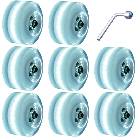 Nezylaf 8 Pack 78A Light up Roller Skate Wheels 32 x 58mm, Luminous Skate Wheels with Bearings Installed for Indoor or Outdoor Double Row Skating and Skateboard Accessories