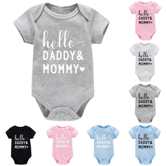 Nfant Boys Girls Short Sleeve Letter Prints Romper Bodysuits Clothes