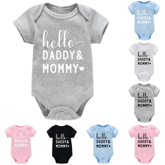 Nfant Boys Girls Short Sleeve Letter Prints Romper Bodysuits Clothes