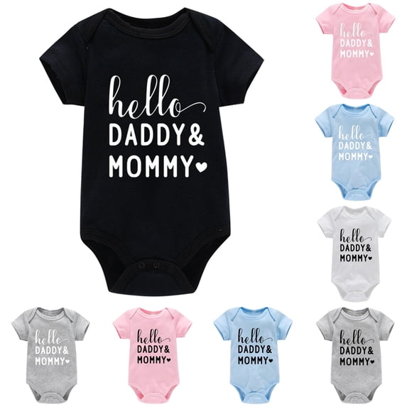Nfant Boys Girls Short Sleeve Letter Prints Romper Bodysuits Clothes