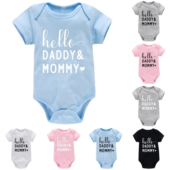 Nfant Boys Girls Short Sleeve Letter Prints Romper Bodysuits Clothes