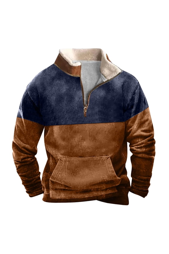 Aztec Cowboy Hoodie Vintage Graphic Western Hoodies for Men Casual Long Sleeve Half Zip Pullover with Pocket Western Shirts for Men